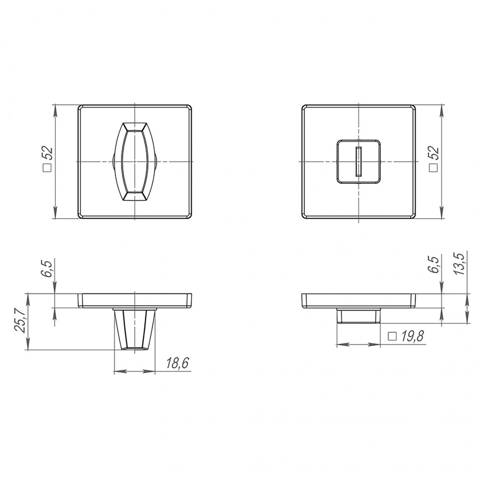 Ручка поворотная BK6.K.SL52 (BK6 SL) SSG-39 сатинированное золото