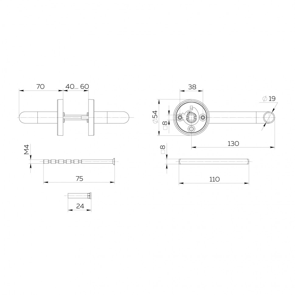 Ручка раздельная R.DSS201-0203/19 (9х125 мм) INOX 201