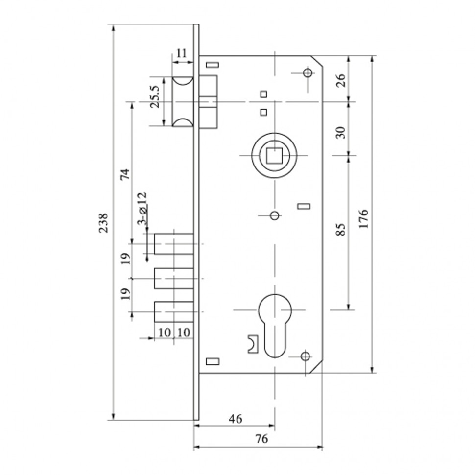 Замок цилиндровый с в комплекте с ручкой LOCKSET.9013 (SET F9011) SN/CP мат.никель
