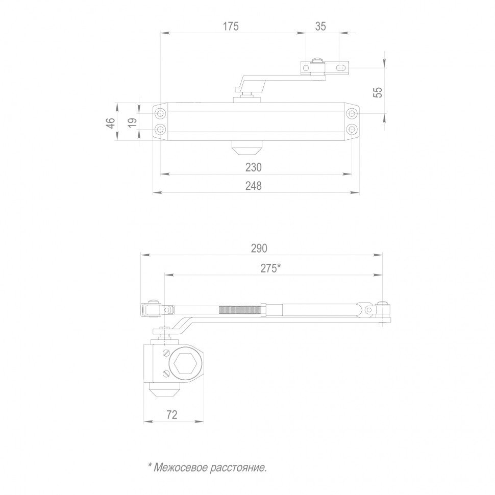 Доводчик дверной DC20-6W (DC-206W) AL до 160 кг (алюминий)