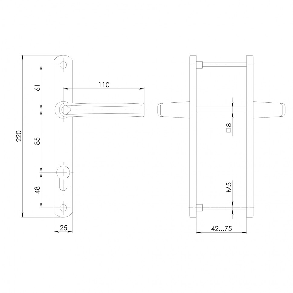 Ручка на планке HANDLE.85.25.67-75 RAL 8017 коричневый