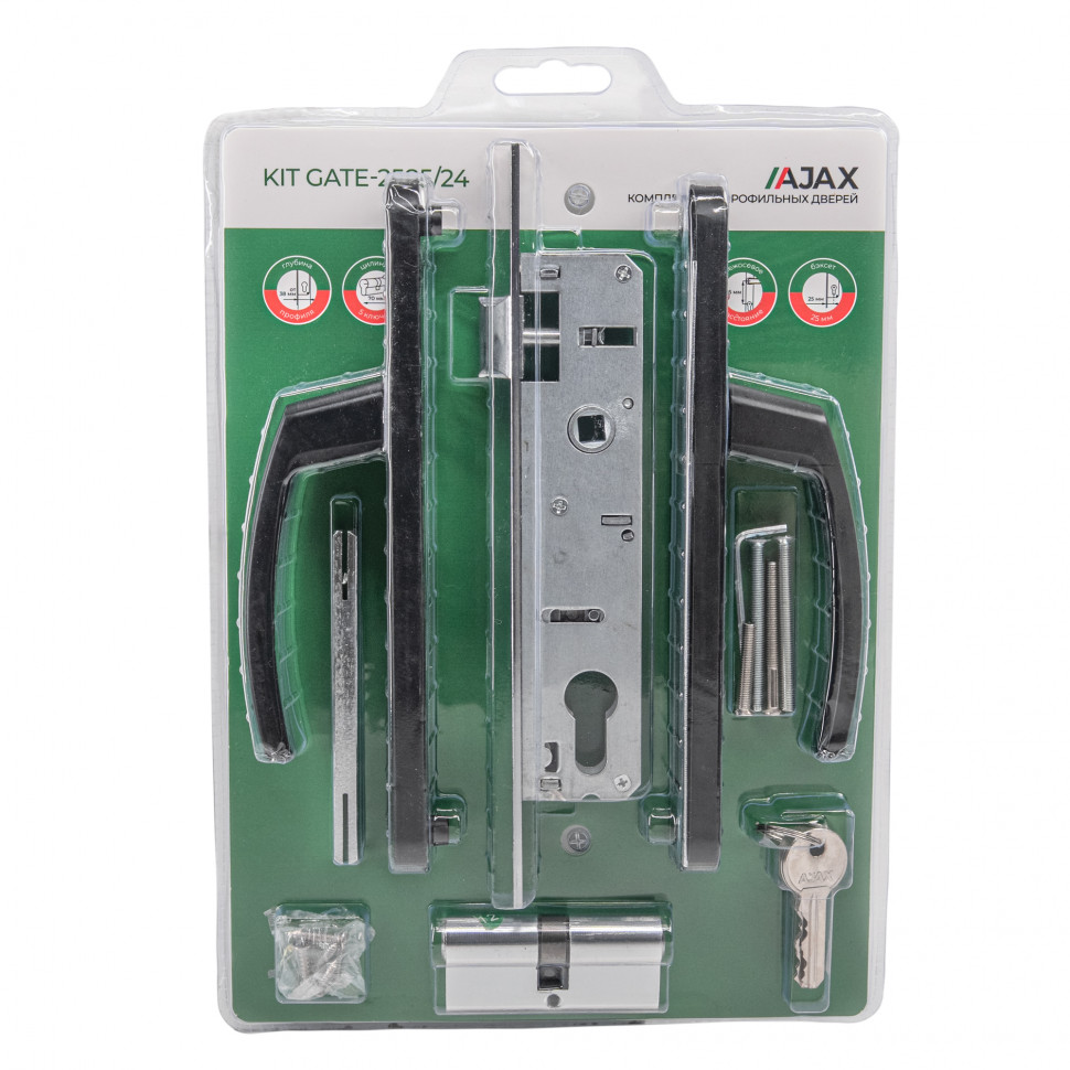 Корпус Ajax (Аякс) цилиндровый в комплекте с ручкой KIT GATE-2585/24 BL черный 
