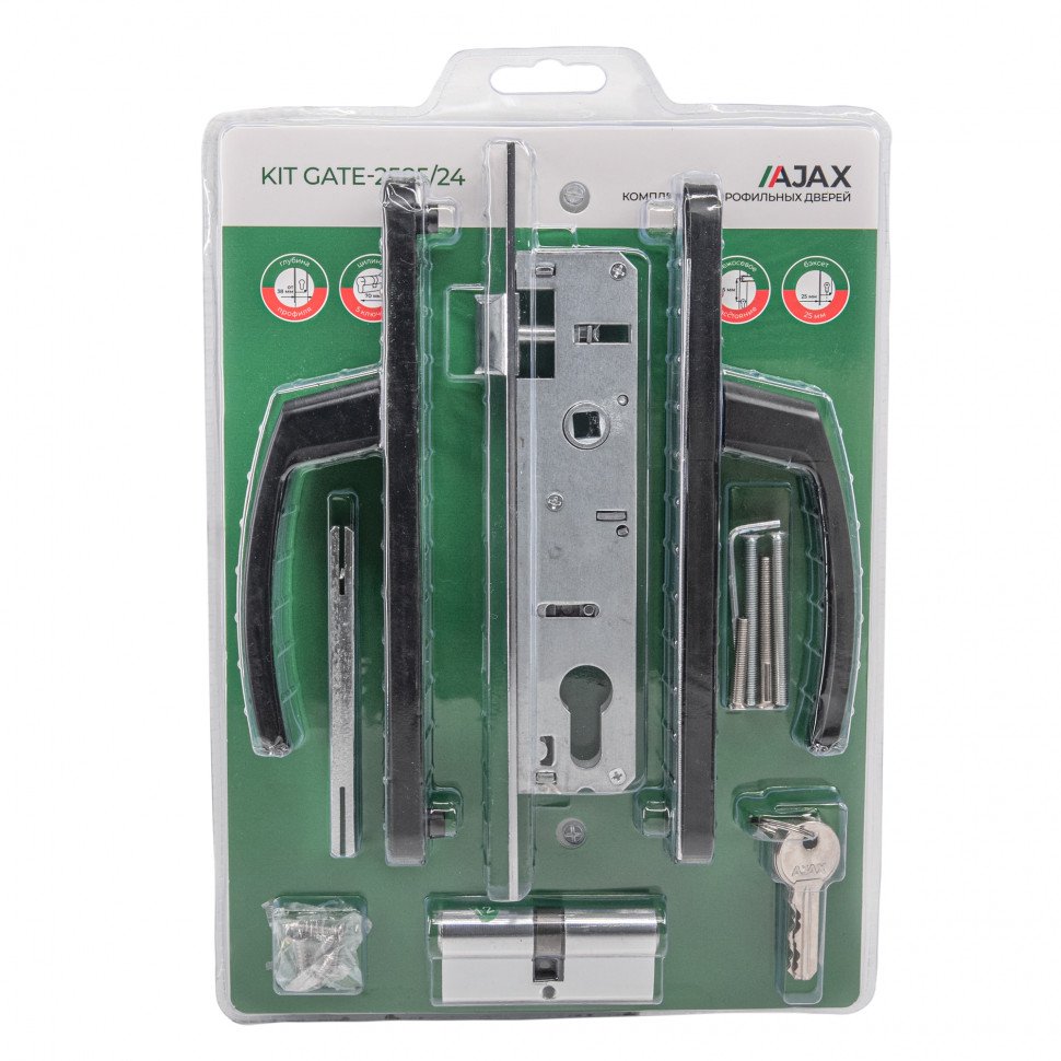 Корпус Ajax (Аякс) цилиндровый в комплекте с ручкой KIT GATE-2585/24 BL черный 