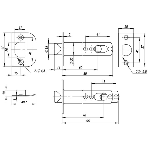 Ручка защелка DK610 CP-ET (6010 CP-E) (кл./фик.) хром
