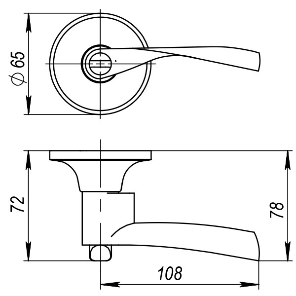 Ручка защелка DK610 CP-PS (6010 CP-P) (без фик.) хром