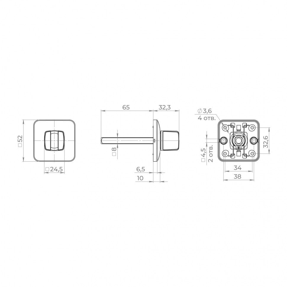 Ручка поворотная BKW8x50.K.MD50 BL-24 черный