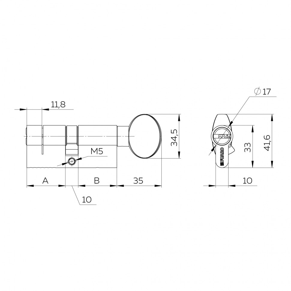 Цилиндровый механизм 3 класса безопасности G-PRO5002 Knob 80 (30+10+40) SSC 5Key