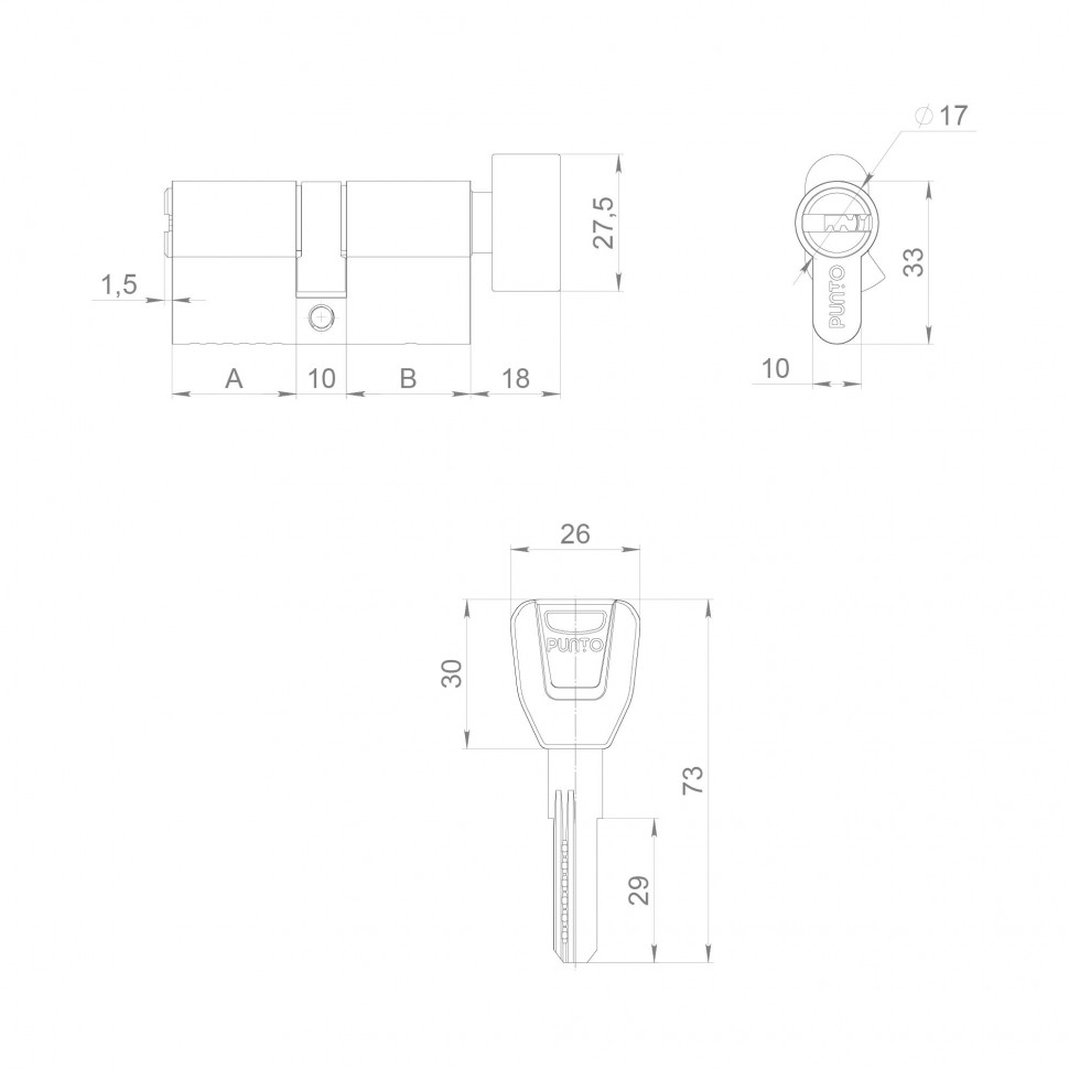 Цилиндровый механизм (A202/80) A2002Knob80(35+10+35) с вертушкой SN никель 