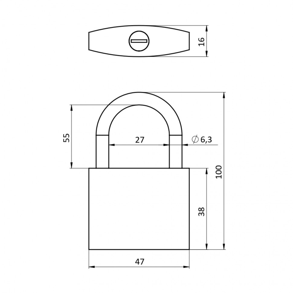Замок навесной PD-0250L 3 key