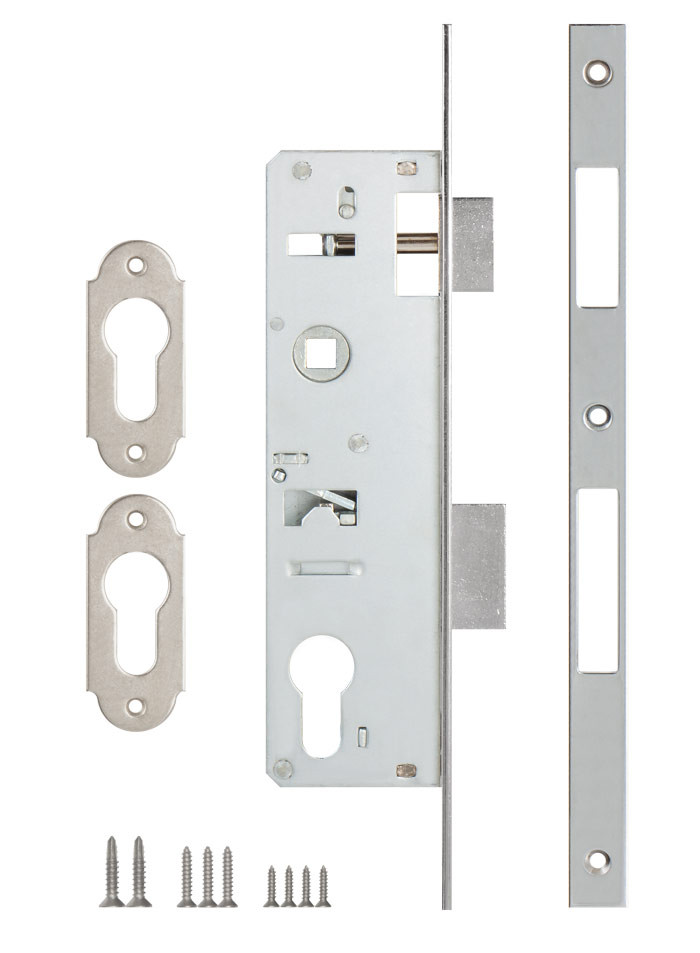 Корпус узкопрофильного замка с защёлкой 153/P (30 mm) w/b (хром)
