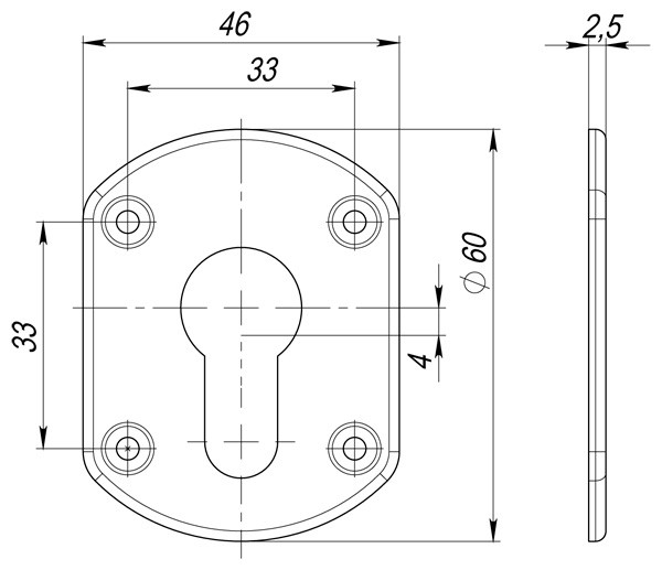 Накладка на цилиндр ESC.C+C/OV.set (ESC031) CP хром (2шт.)