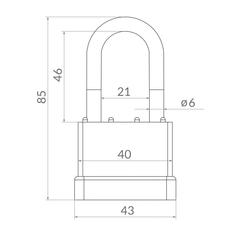 Замок навесной PK-6540L 3 key англ. длинная дужка
