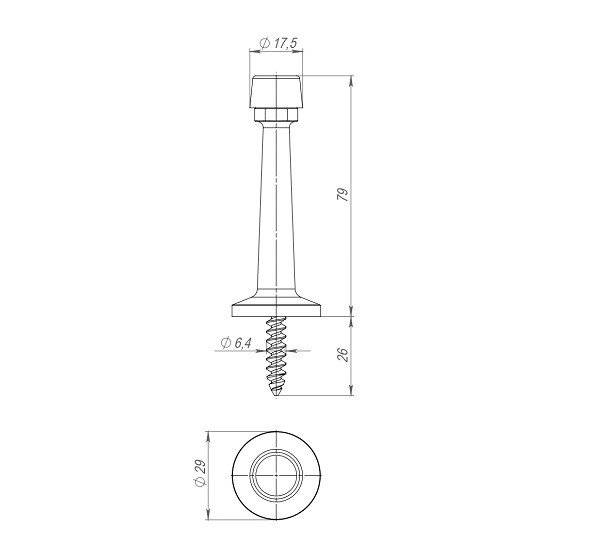 Упор дверной настенный STOPPER/15 (DS-15) SN-3 мат.никель