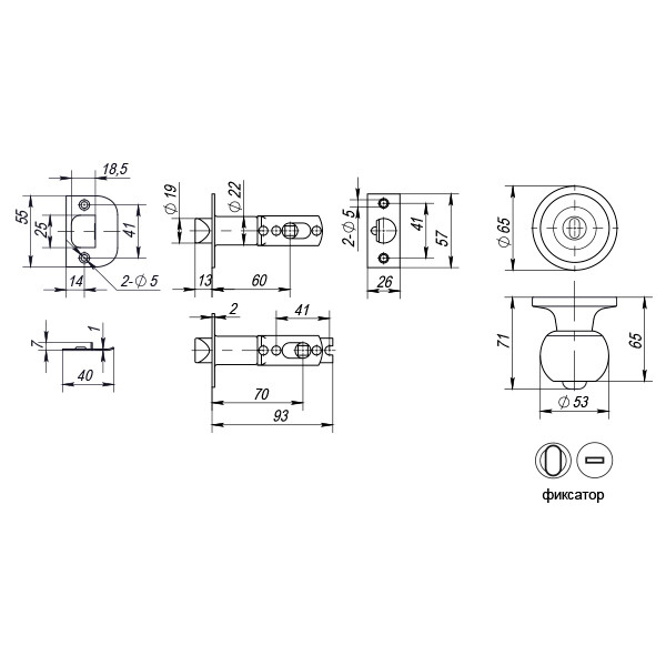 Ручка защелка DK672 PB-BK (6072 PB-B) (фик.) золото