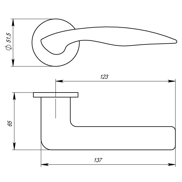 Ручка раздельная R.URS52.WAVE (WAVE URS) SN-3 матовый никель
