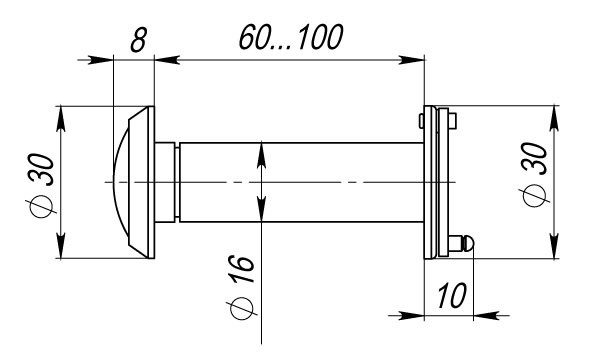 Глазок дверной противопожарный, оптика стекло DV-PRO 3/100-60/BR/HD (DVG3/HD) SG мат. золото