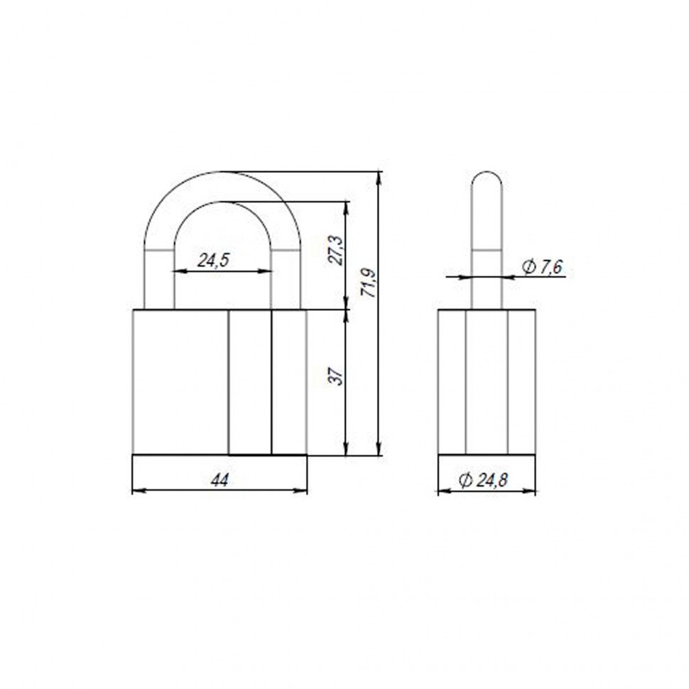 Замок навесной PD-4050 (PD-40-50) 3 fin key