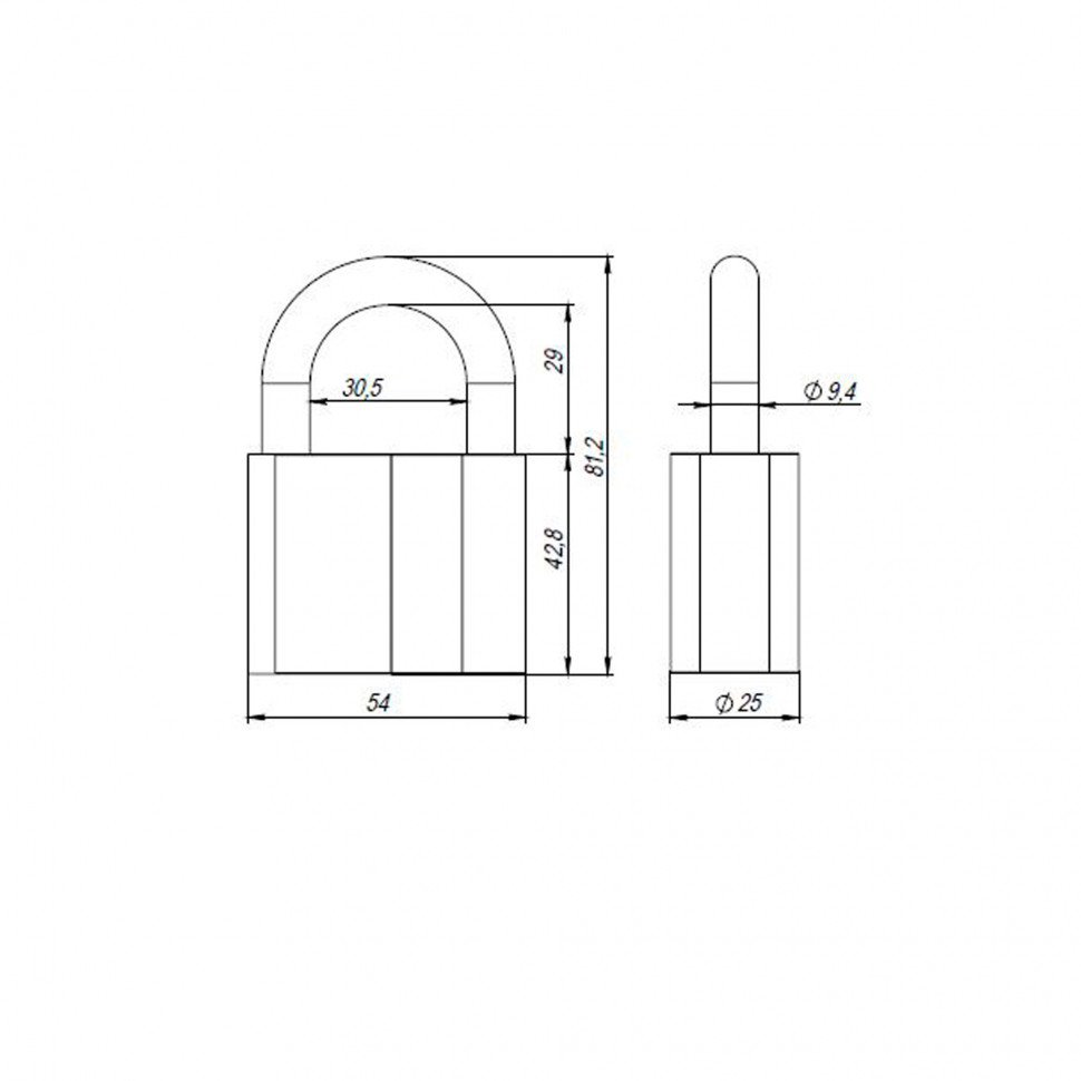 Замок навесной PD-4060 (PD-40-60) 3 fin key