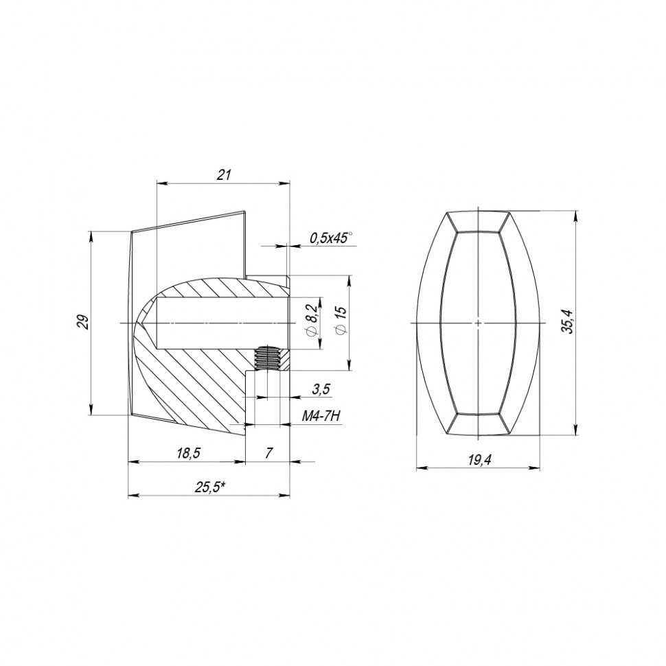 Вертушка на шток цилиндра T.Knob-RL (CB-RL) BL-24 черный