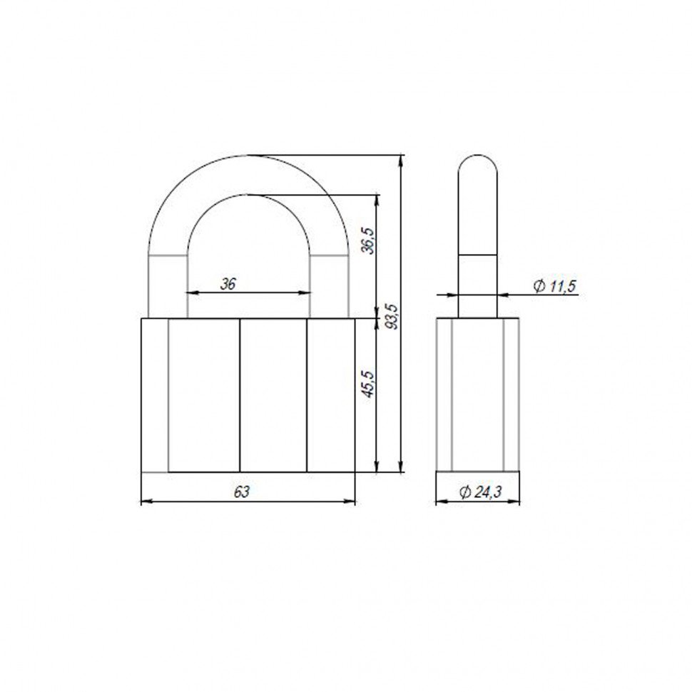Замок навесной PD-4070 (PD-40-70) 3 fin key