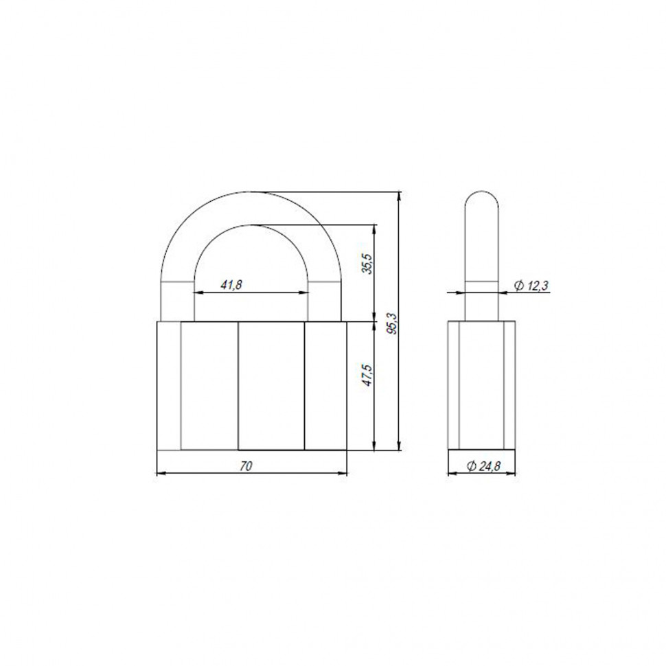 Замок навесной PD-4080 (PD-40-80) 3 fin key