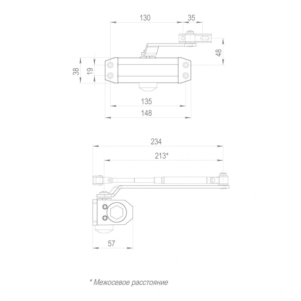 Доводчик дверной DC20-2 (DC-202) BR до 45 кг (коричневый)