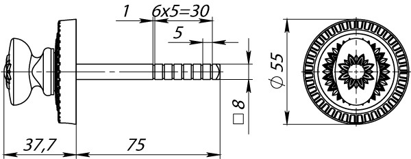 Ручка поворотная BKW8.R.CL55 (BKW8/CL) AS-9 античное серебро