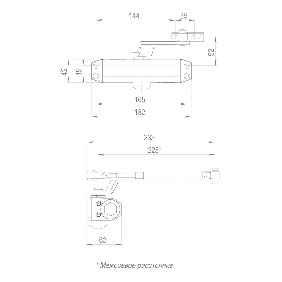 Доводчик дверной DC20-3 (DC-203) BR до 65 кг (коричневый)