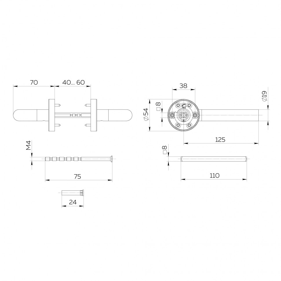 Ручка раздельная R.DSS201-0201/19 (DSS-0201/19) INOX 201 BL-24 черный