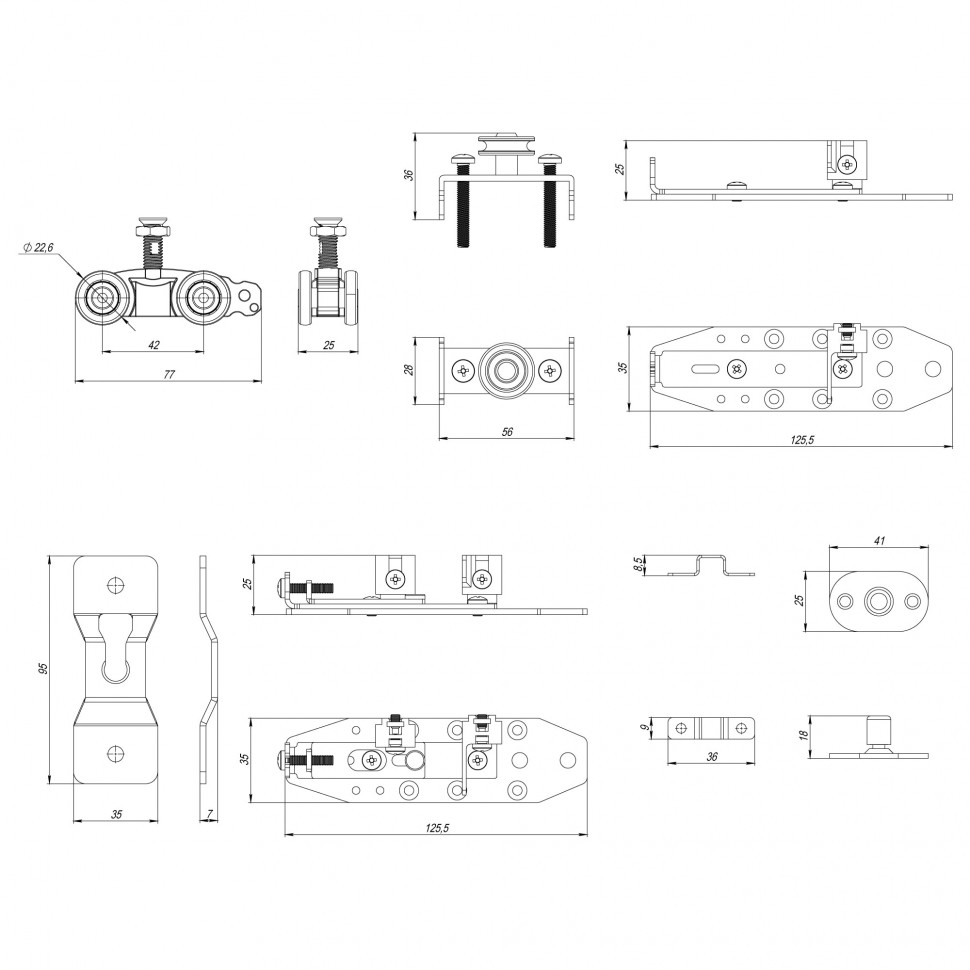 Комплект для раздвижных профильных дверей SLD.Comfort-PRO.SET4.PROF synchron/80 