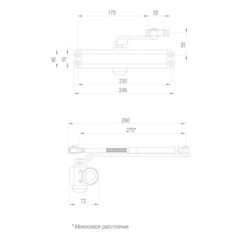 Доводчик дверной DC20-6W (DC-206W) BR до 160 кг (коричневый)