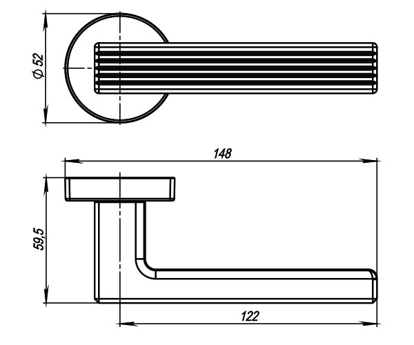 Ручка раздельная R.URB52.LINE (LINE URB6) BL-26 черный