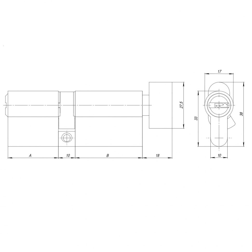 Цилиндровый механизм (AZ202/80) AZ2002Knob80 (40+10+30) CP хром с вертушкой