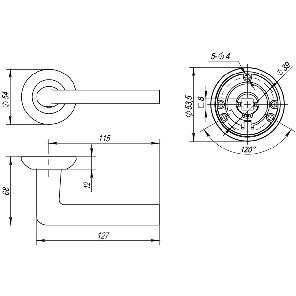 Ручка раздельная R.TL54.REX (REX TL) 105mm SG/GP-4 матовое золото/золото