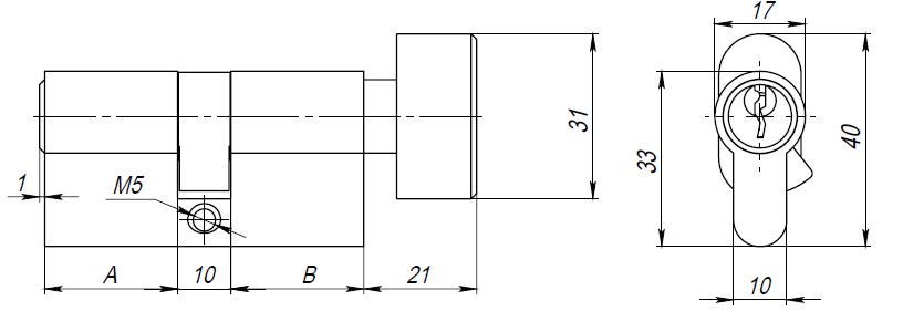 Цилиндровый механизм (AX102/70) AX1002Knob70 (35+10+25) CP хром с вертушкой