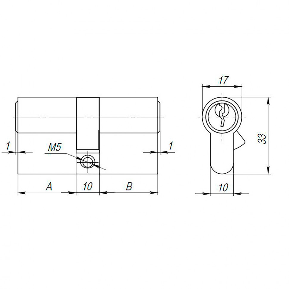 Цилиндровый механизм (AX100/80) AX1000Key80 (35+10+35) CP хром 