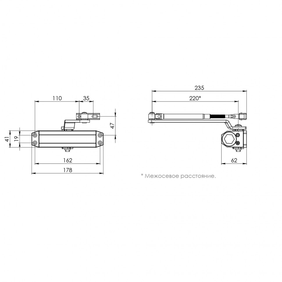 Доводчик дверной SDC2030 BL 40-55 кг (черный)